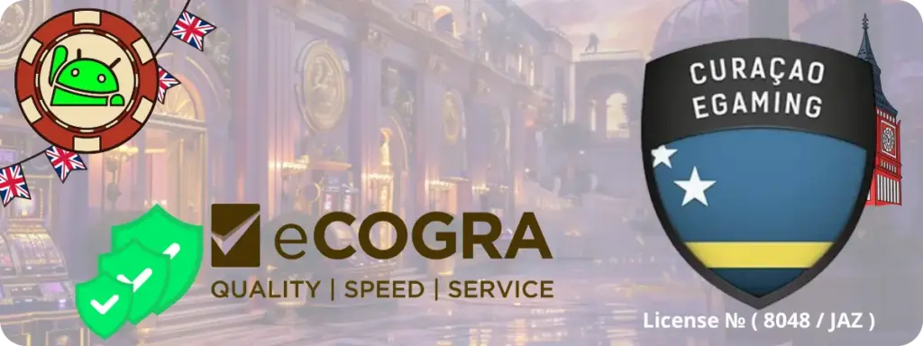 License eCOGRA and Curasao Egaming banner