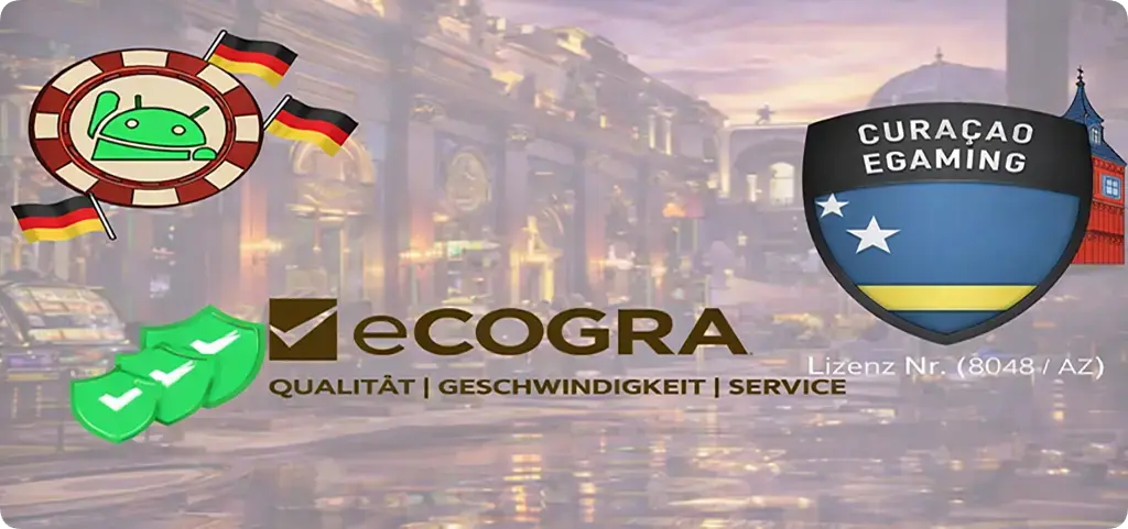 Lizenz eCOGRA und Curasao Egaming Banner